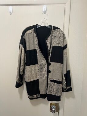 Source Unknown Black and Tan Patchwork Button-Front Jacket